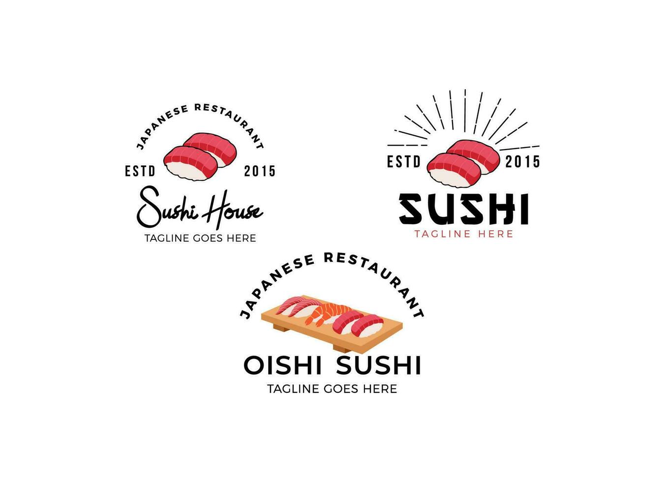 Sushi Restaurant Logo Design Template. vector