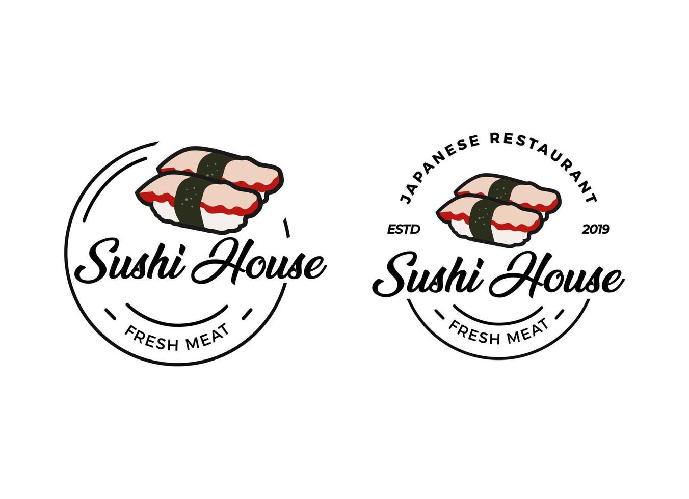 Sushi logo fish food japan restaurant vector