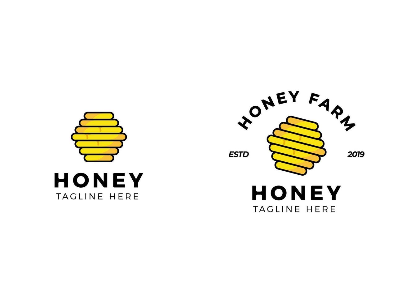 Honey Farm and bee company logo design template. vector
