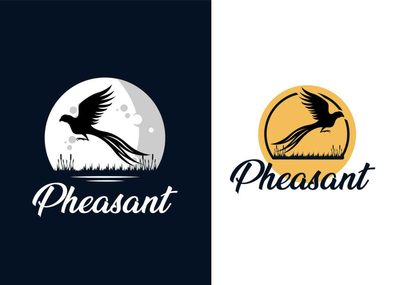 Beauty Flying Pheasant Silhouette Logo design vector