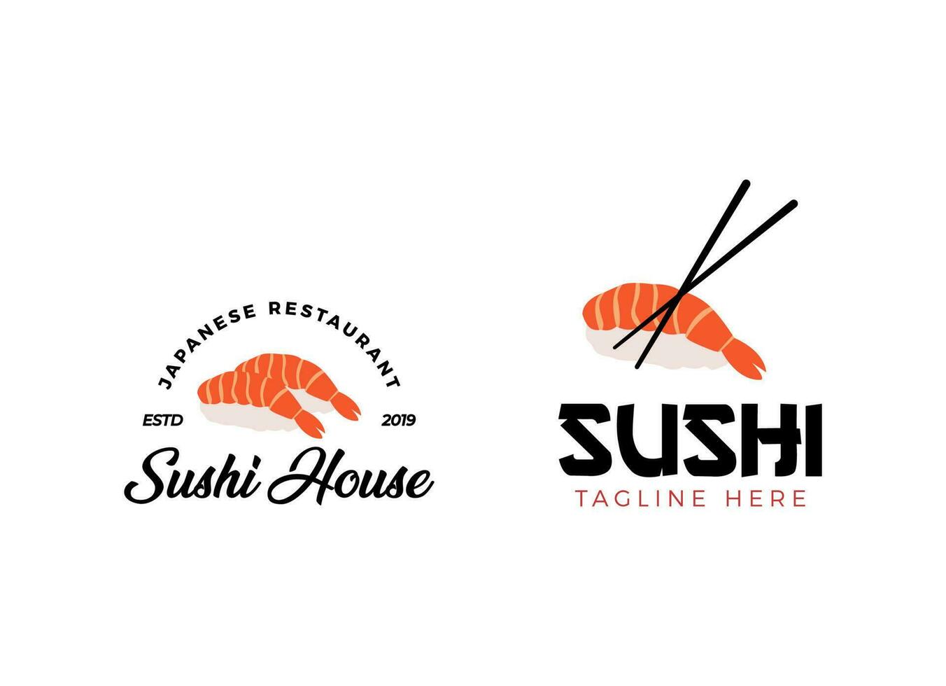 Sushi Restaurant Logo Design Template. vector