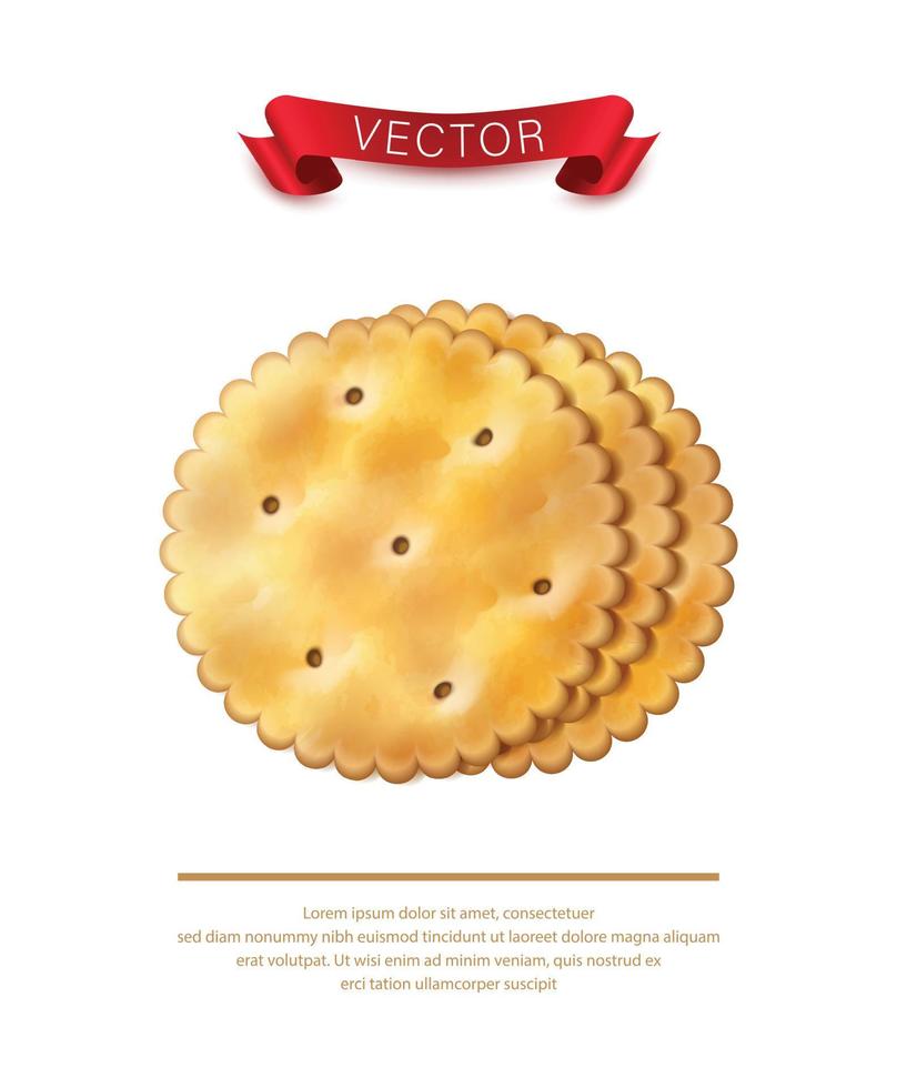 Vector icon. Realistic round crackers for brand emblem and packaging.