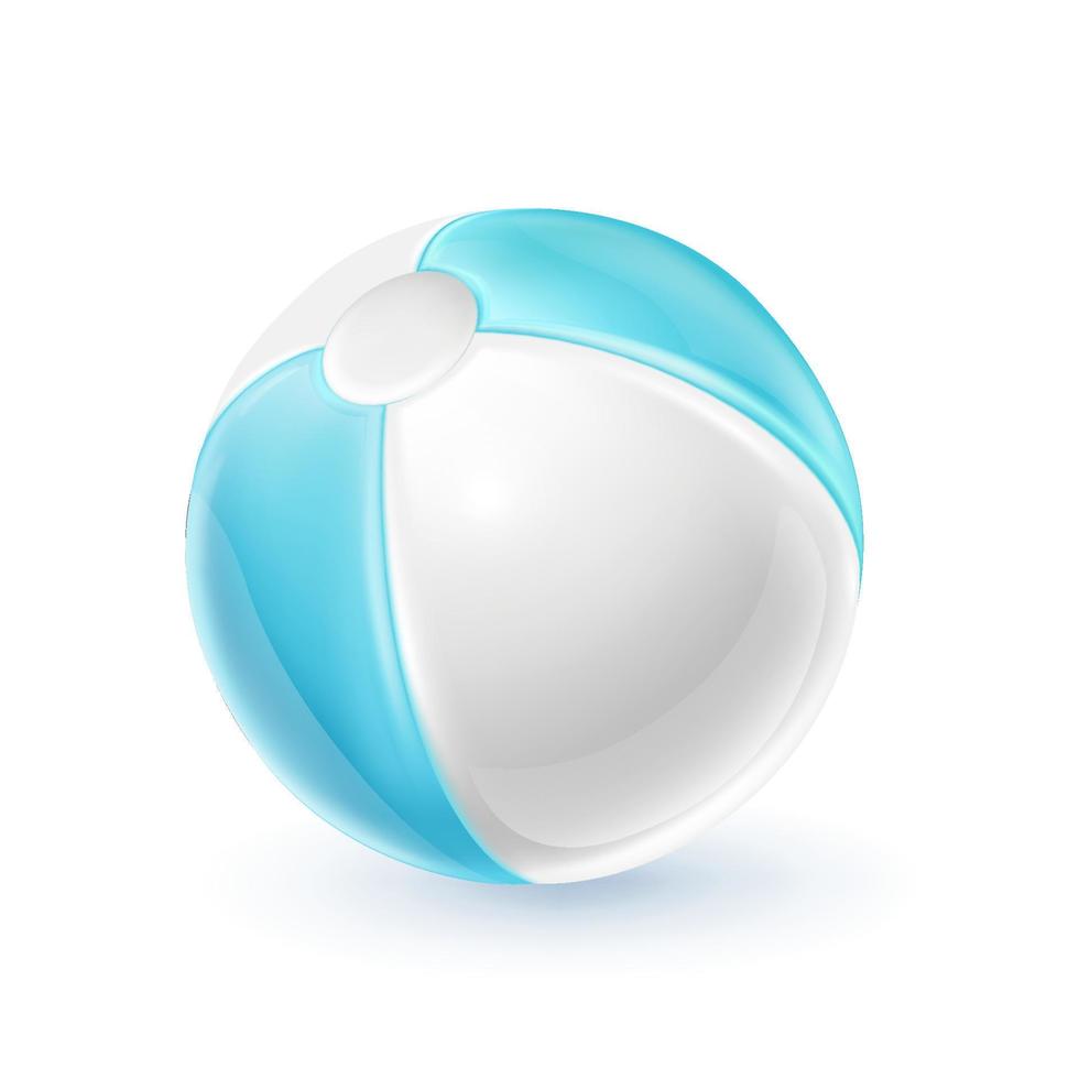 Vector cartoon style icon. Blue and white beach ball. Isolated.