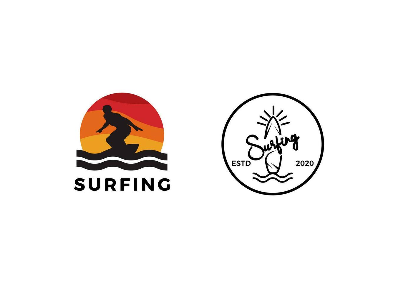 Vintage Surfing Emblem for web design or print. vector