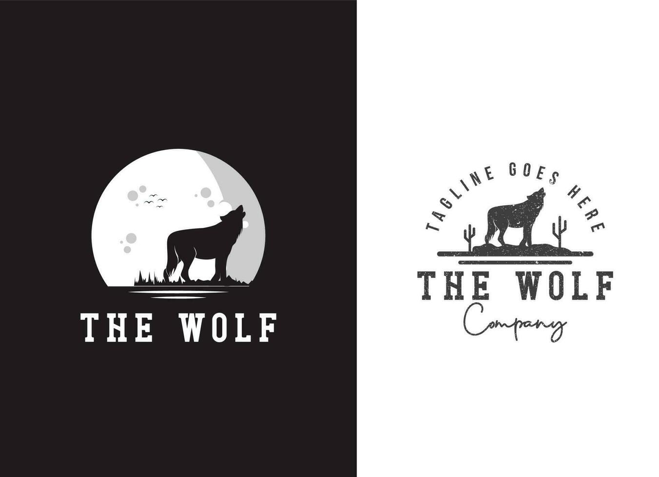 Walking Black Wolf Fox Dog Coyote Jackal Rustic Vintage Silhouette Retro Hipster Logo Design vector