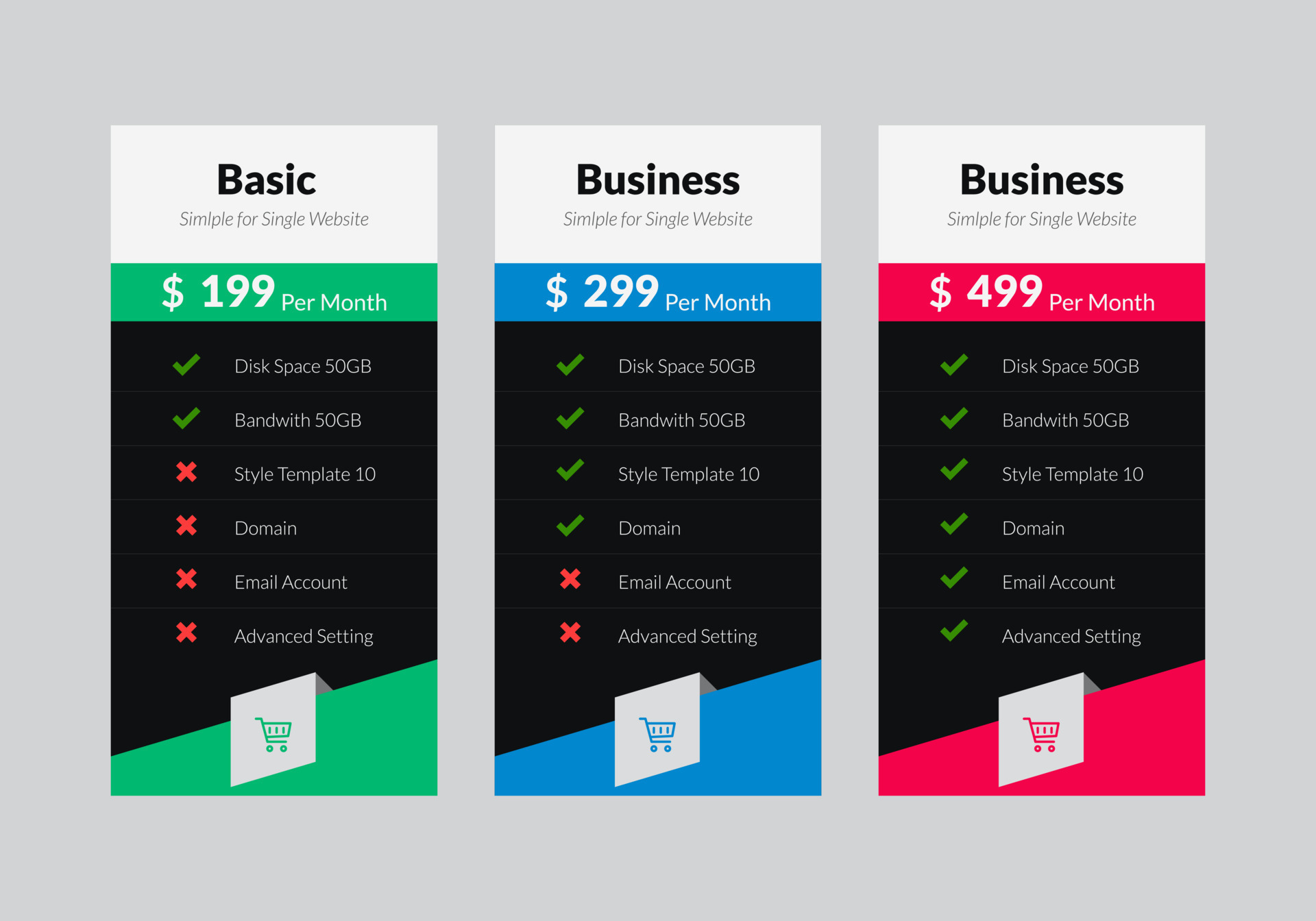 Subscription plans and Pricing table interface web template with Subscription plans and Pricing table interface web template with
