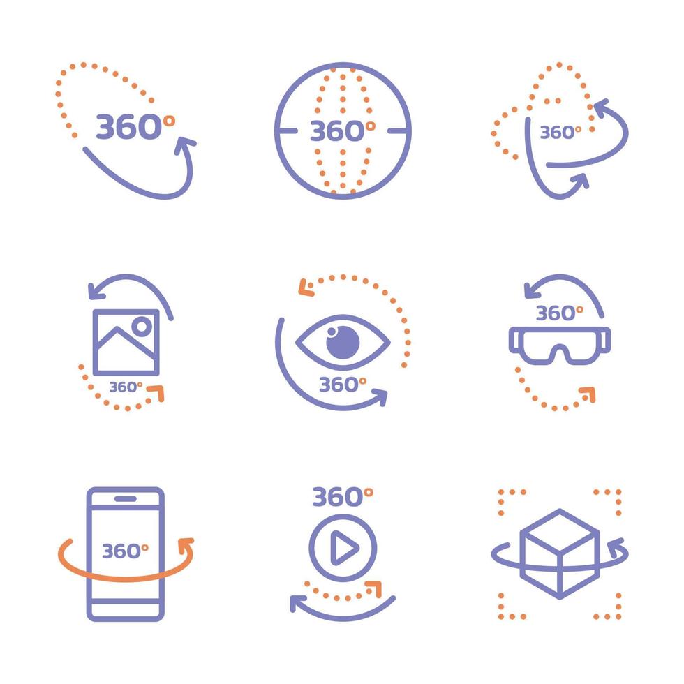 conjunto de iconos de tecnología de círculo 360 vector