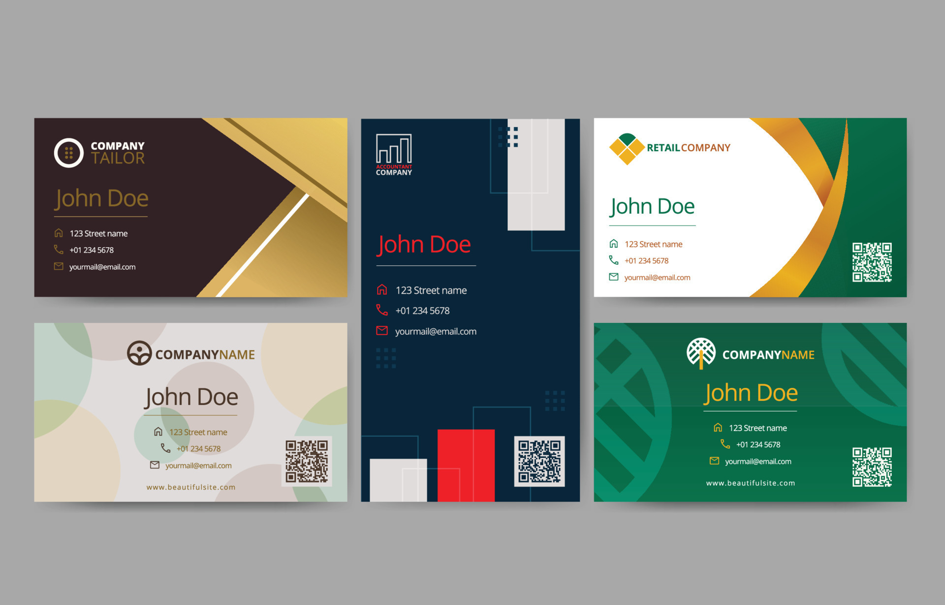 Profession Business Card Template Design Set 9522617 Vector Art at Vecteezy