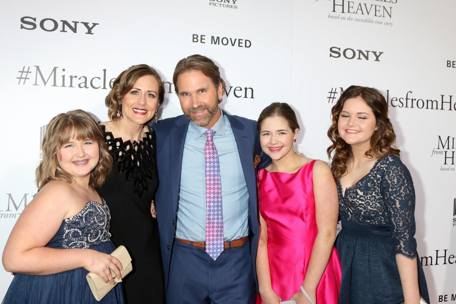 LOS ANGELES, MAR 9 - Abigail Beam, Christy Beam, Kevin Beam, Anabel Beam, Adelynn Beam at the Miracles From Heaven Premiere at the ArcLight Hollywood Theaters on March 9, 2016 in Los Angeles, CA photo