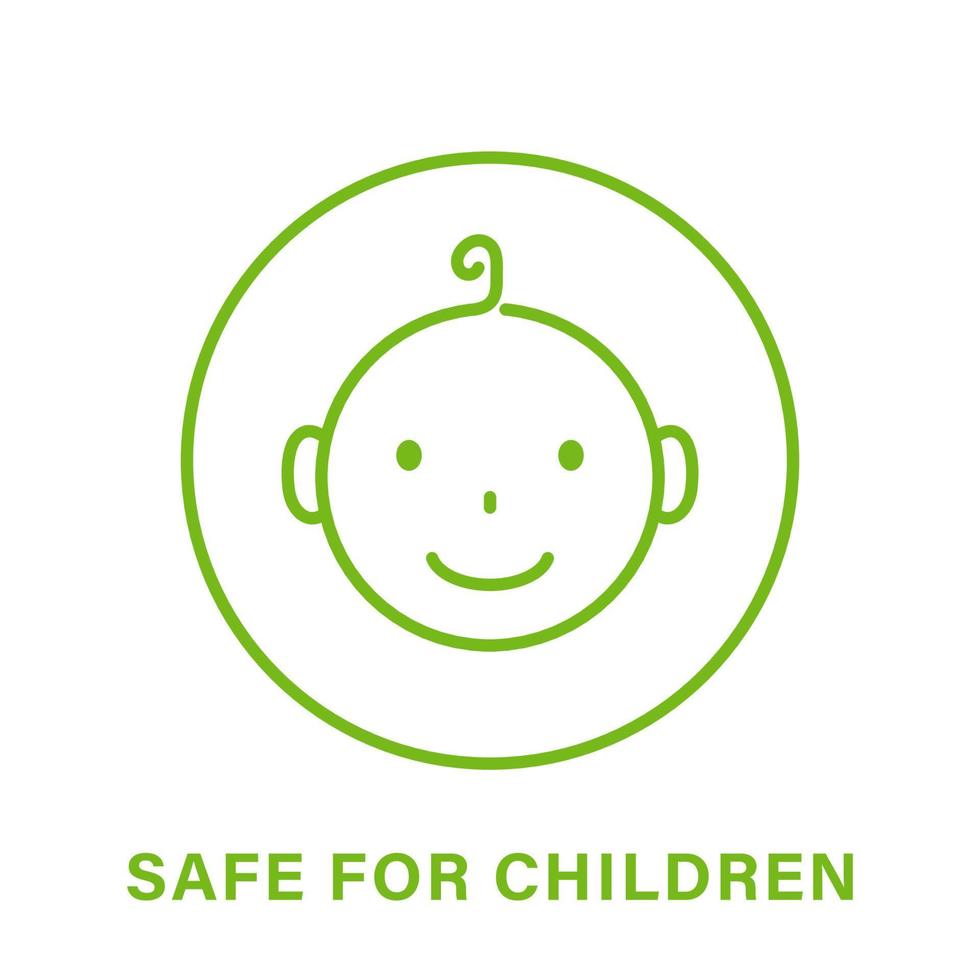 Safe for Children Line Green Icon Safety Product for Child Outline