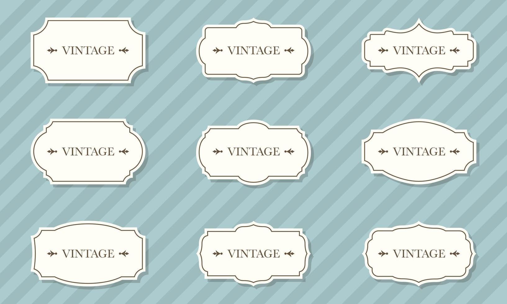 Collection of Vintage Frames. Elegant Retro Frames for Decorative Design. et of Template Vintage Victorian Borders on Pattern Background. Isolated Vector Illustration.