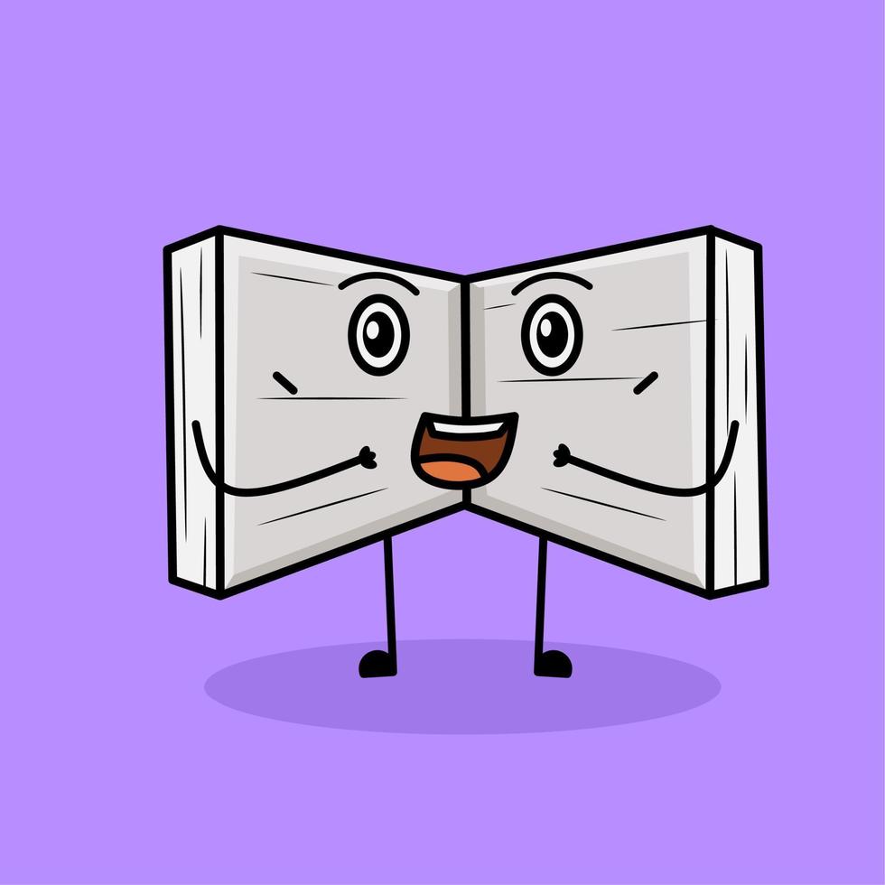 illustration of cute mascot cartoon happy book because it's ready to read vector