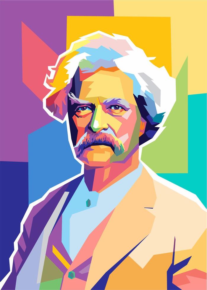 ilustración de arte pop del novelista de mark twain de los estados unidos vector