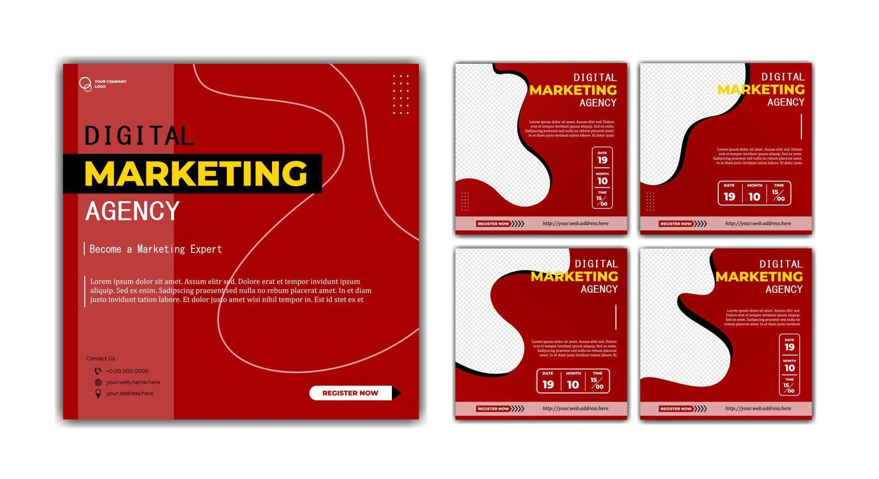 Social media posts template modern design, for digital marketing Agency vector