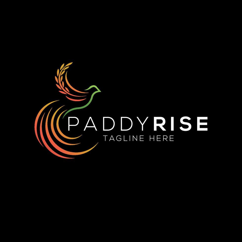 Paradise bird and paddy logo design template with modern style vector
