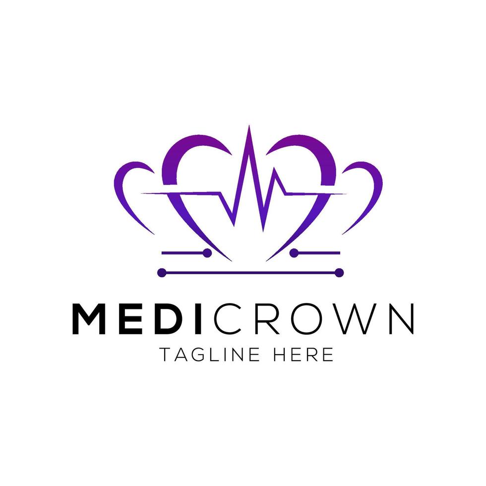 plantilla de diseño de logotipo médico y corona con estilo elegante vector