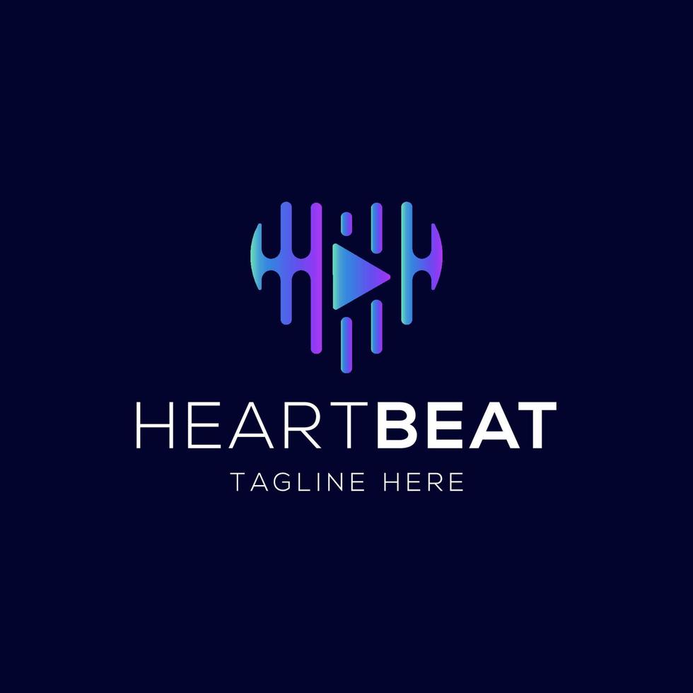 Heartbeat and love pulse logo design template with trendy style vector