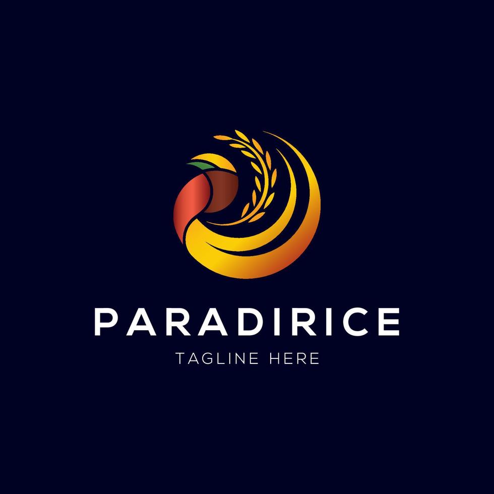 Paradise bird and rice logo design template with modern style vector