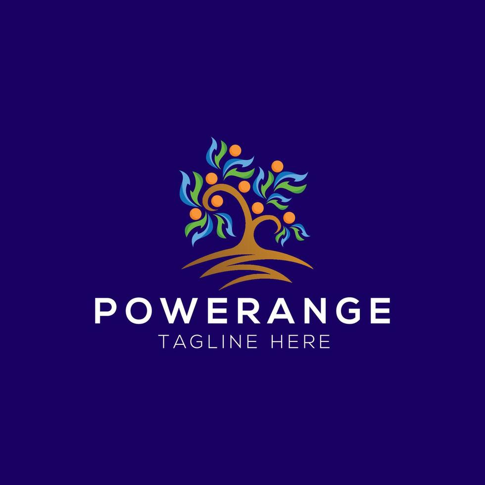 Orange and power logo design template with trendy style vector