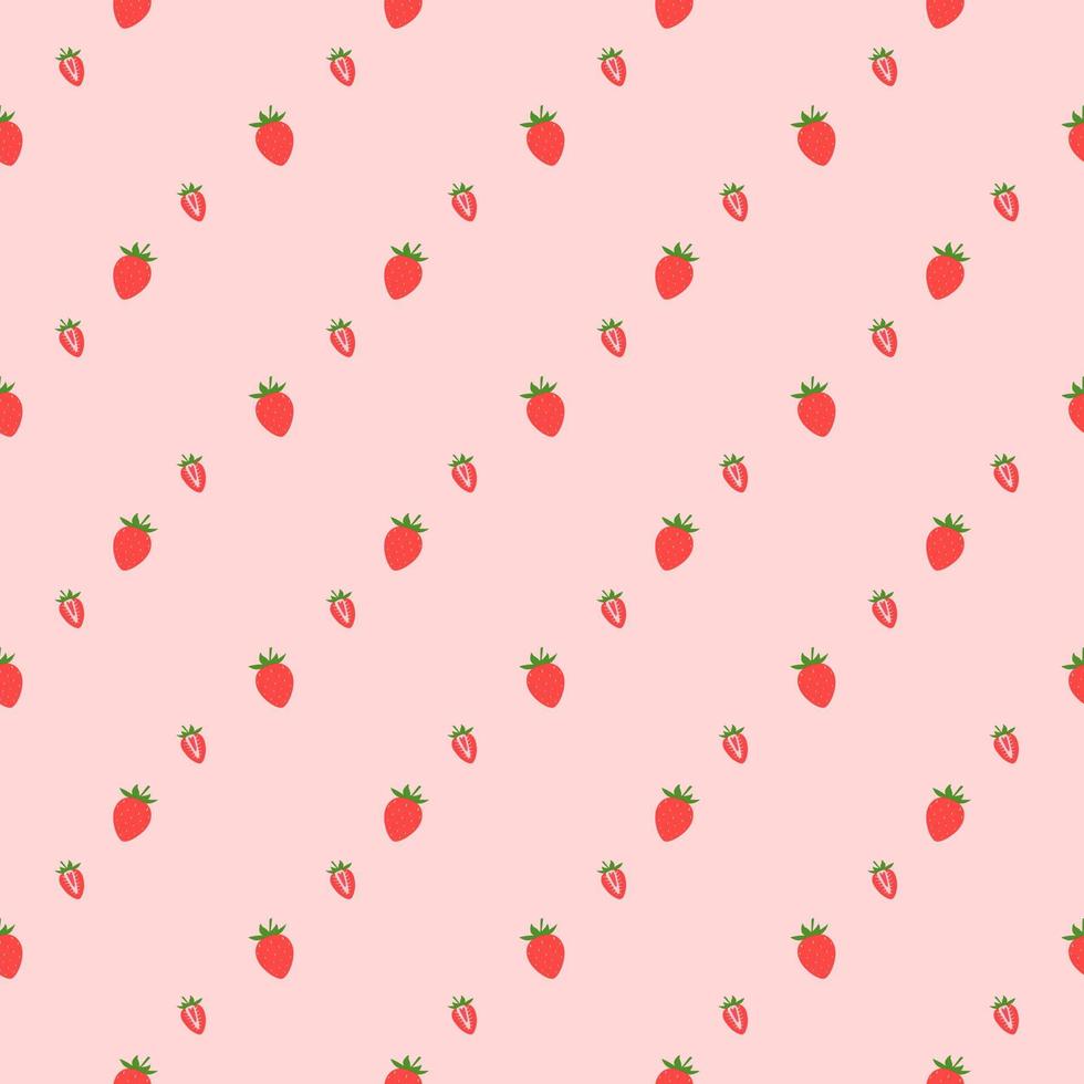 Seamless pattern of strawberries on pink background for decorating. vector