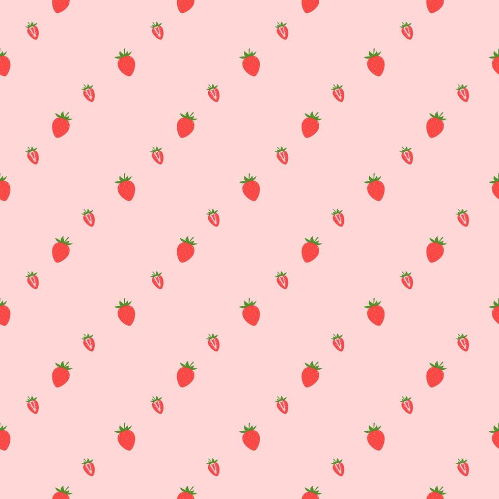 Seamless pattern of strawberries on pink background for decorating. vector