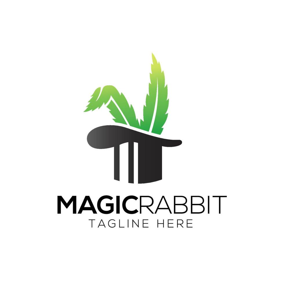 plantilla de diseño de logotipo de conejo y cáñamo con estilo de dibujos animados vector