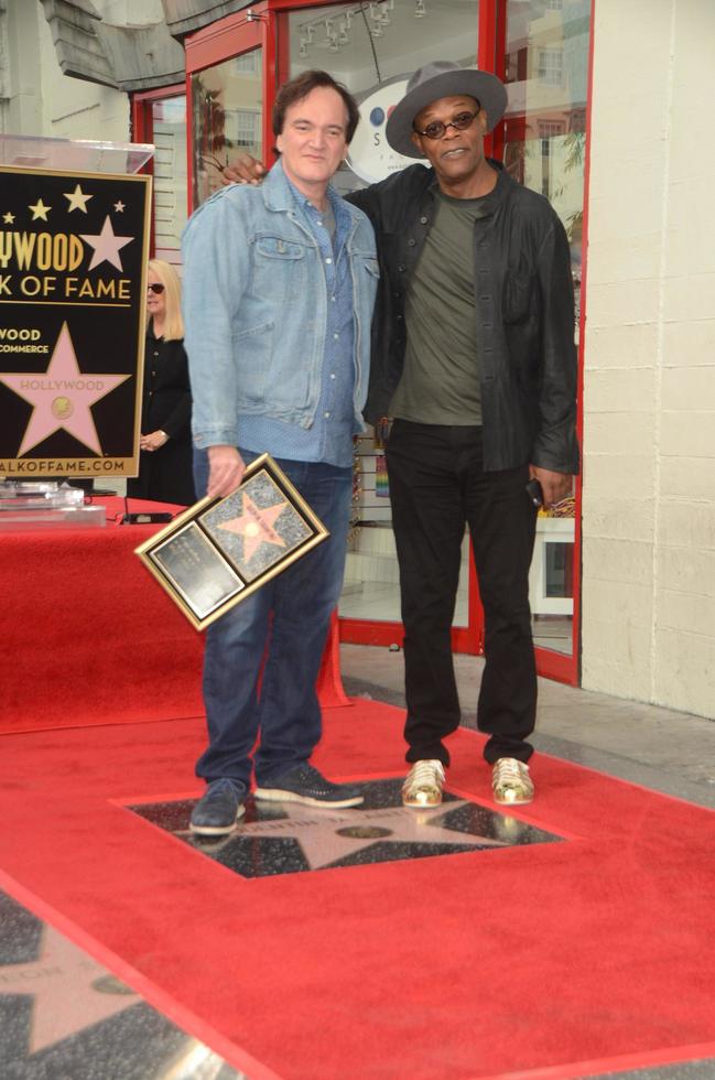 LOS ANGELES, DEC 21 - Quentin Tarantino, Samuel L Jackson at the Quentin Tarantino Hollywood Walk of Fame Star Ceremony at the Hollywood Blvd on December 21, 2015 in Los Angeles, CA photo