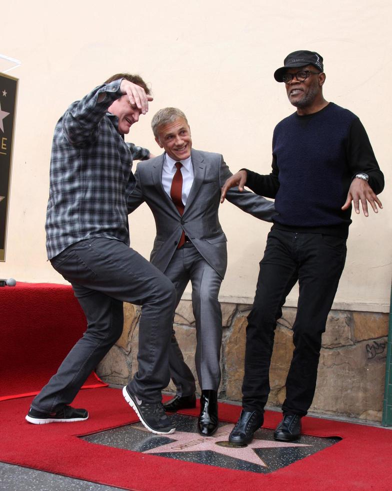 LOS ANGELES, DEC 1 - Quentin Tarantino, Christoph Waltz, Samuel L Jackson at the Christoph Waltz Hollywood Walk of Fame Star Ceremony at the Hollywood Boulevard on December 1, 2014 in Los Angeles, CA photo