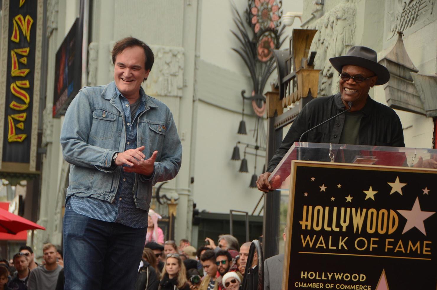 LOS ANGELES, DEC 21 - Quentin Tarantino, Samuel L Jackson at the Quentin Tarantino Hollywood Walk of Fame Star Ceremony at the Hollywood Blvd on December 21, 2015 in Los Angeles, CA photo