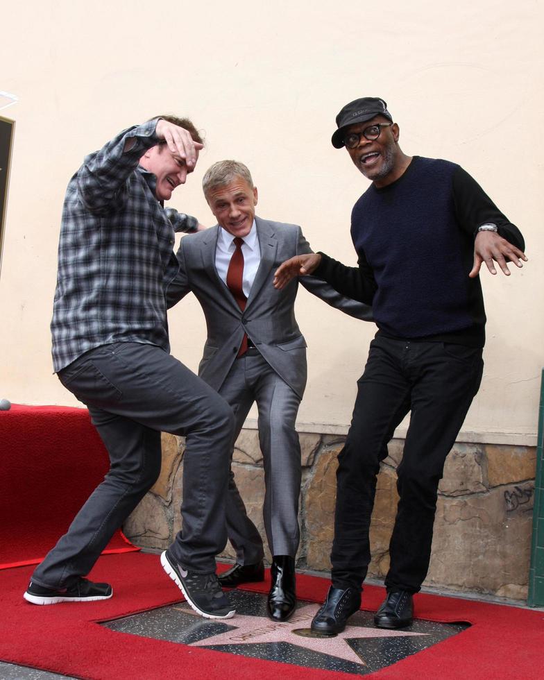 LOS ANGELES, DEC 1 - Quentin Tarantino, Christoph Waltz, Samuel L Jackson at the Christoph Waltz Hollywood Walk of Fame Star Ceremony at the Hollywood Boulevard on December 1, 2014 in Los Angeles, CA photo