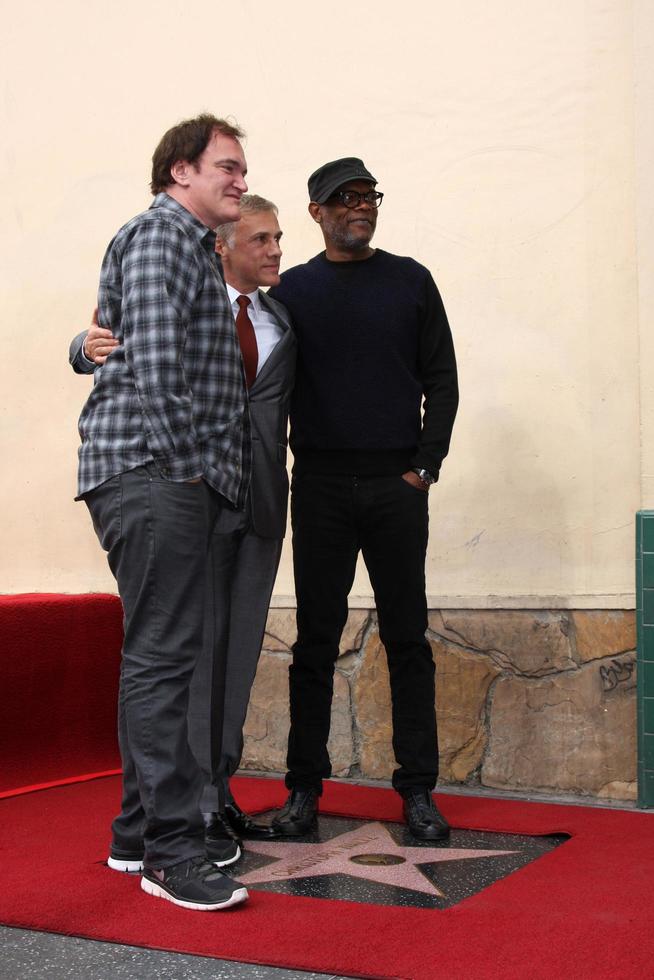 LOS ANGELES, DEC 1 - Quentin Tarantino, Christoph Waltz, Samuel L Jackson at the Christoph Waltz Hollywood Walk of Fame Star Ceremony at the Hollywood Boulevard on December 1, 2014 in Los Angeles, CA photo