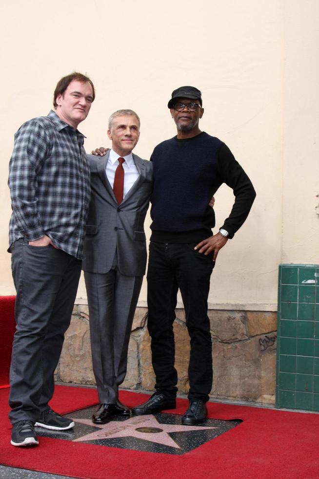 LOS ANGELES, DEC 1 - Quentin Tarantino, Christoph Waltz, Samuel L Jackson at the Christoph Waltz Hollywood Walk of Fame Star Ceremony at the Hollywood Boulevard on December 1, 2014 in Los Angeles, CA photo