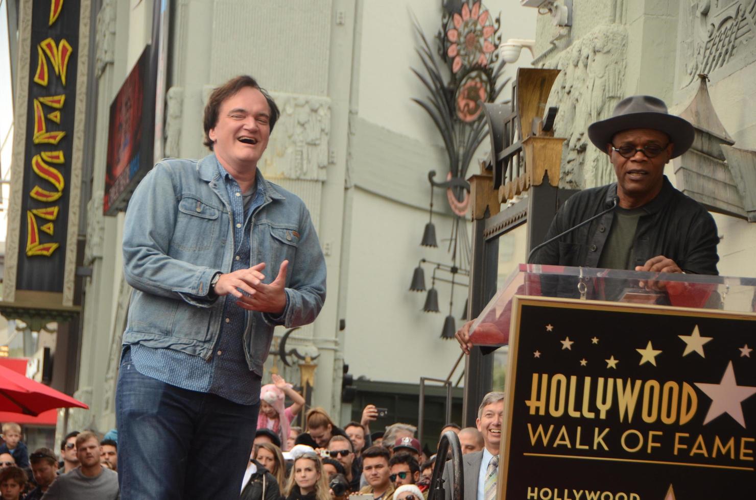 LOS ANGELES, DEC 21 - Quentin Tarantino, Samuel L Jackson at the Quentin Tarantino Hollywood Walk of Fame Star Ceremony at the Hollywood Blvd on December 21, 2015 in Los Angeles, CA photo