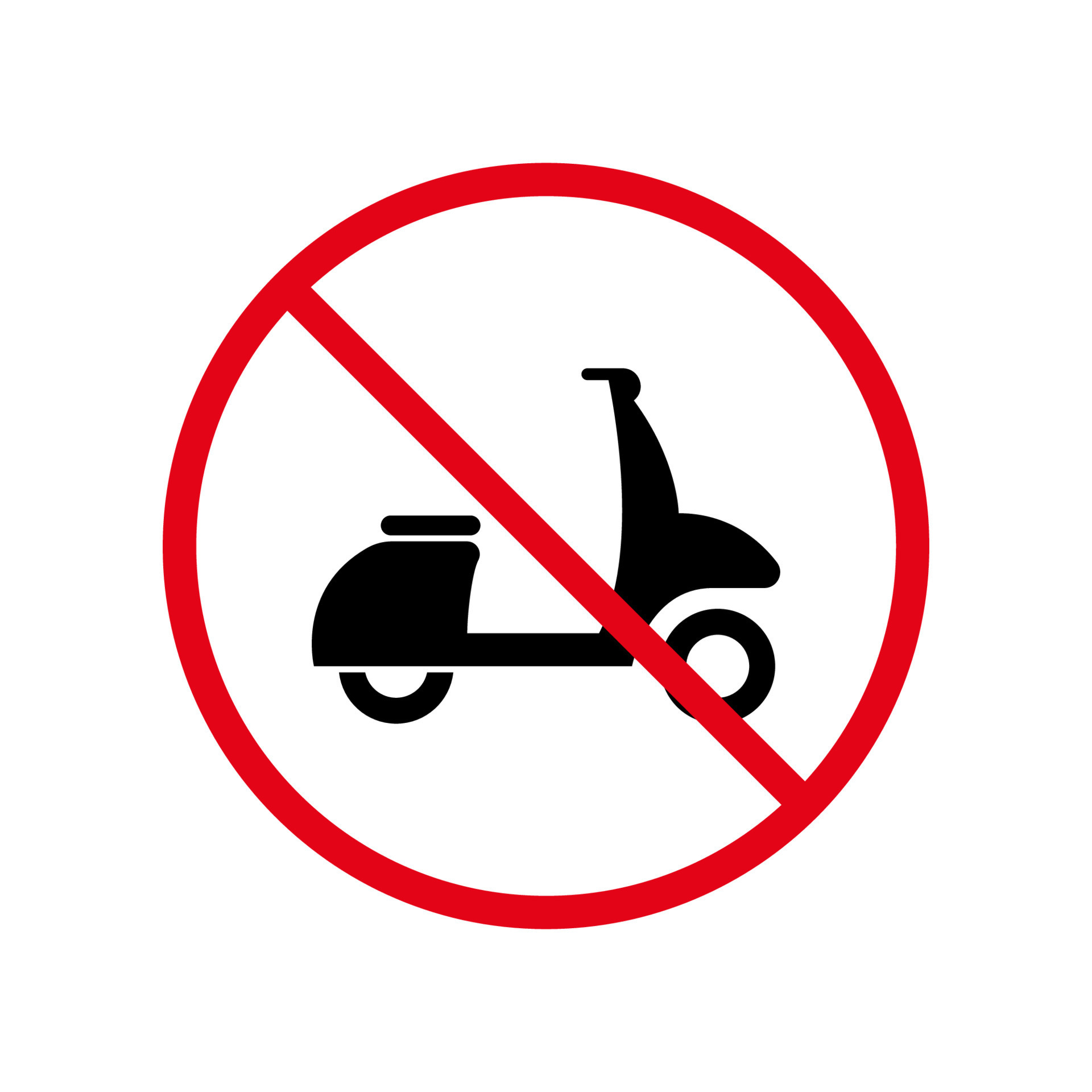 Ban Moped Delivery Zone Black Silhouette Icon. Scooter Forbidden