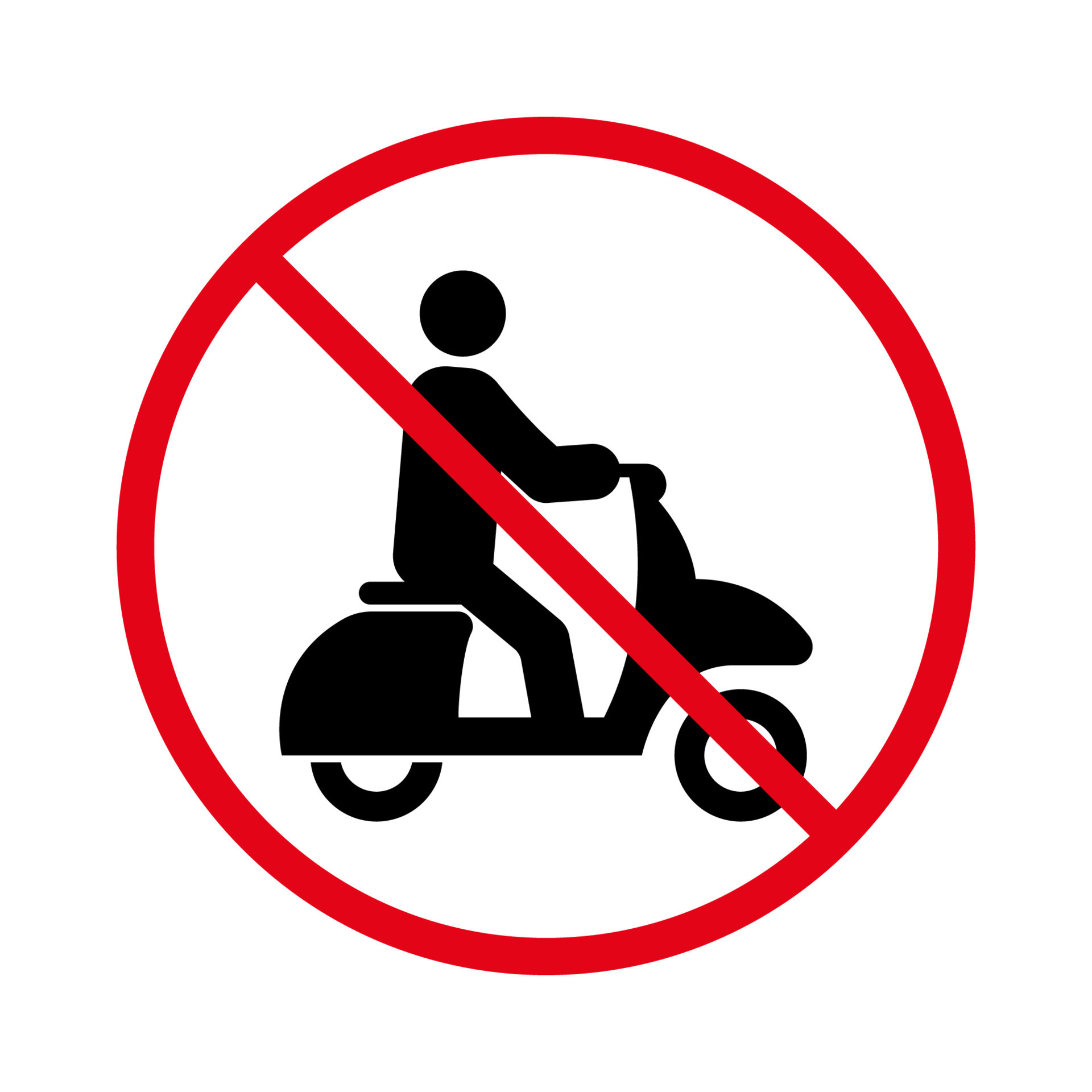 Prohibited Moped Road Sign. Scooter Ban Black Silhouette Icon