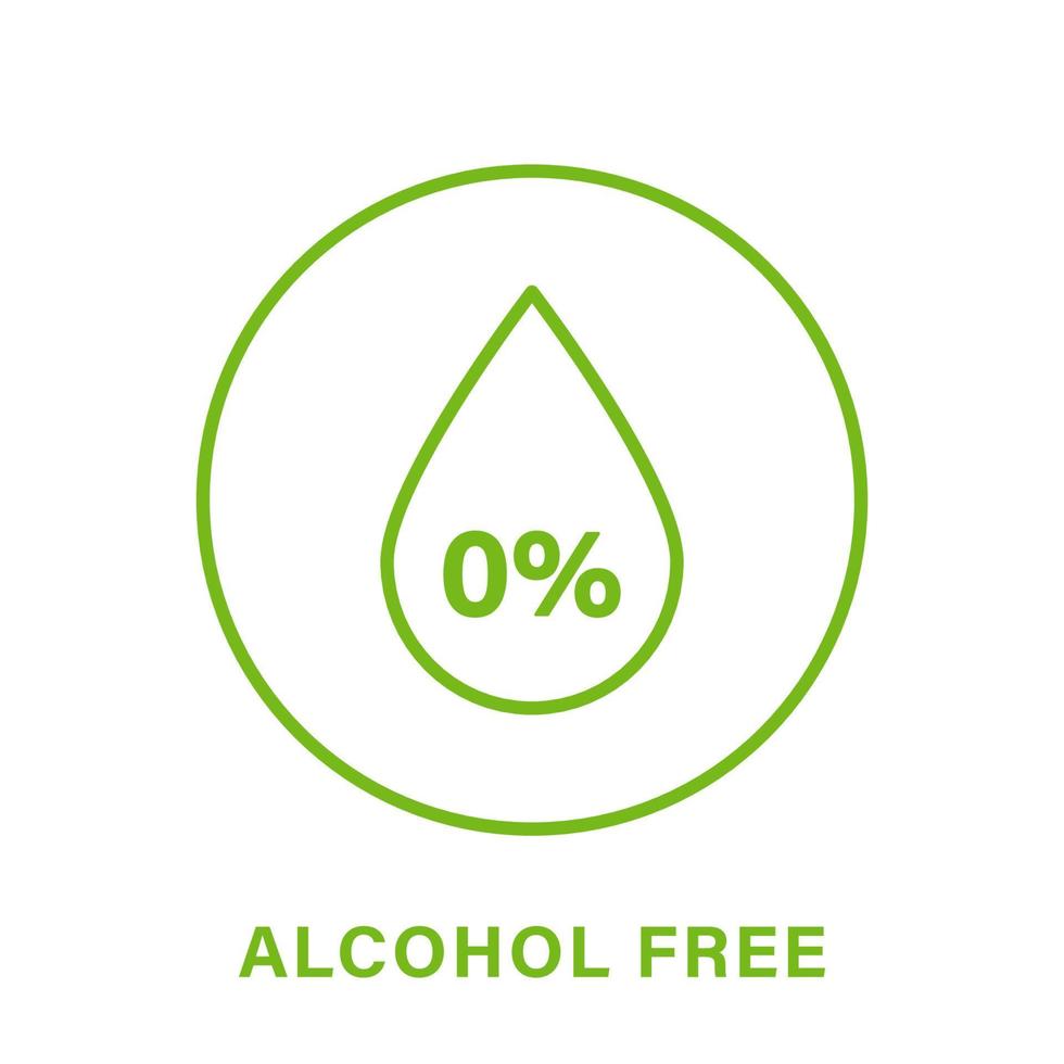 Alcohol Free Product Line Green Icon. Drop, Droplet in Round Outline