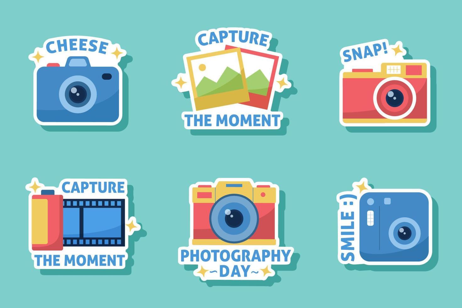 Photography Day Sticker Set vector