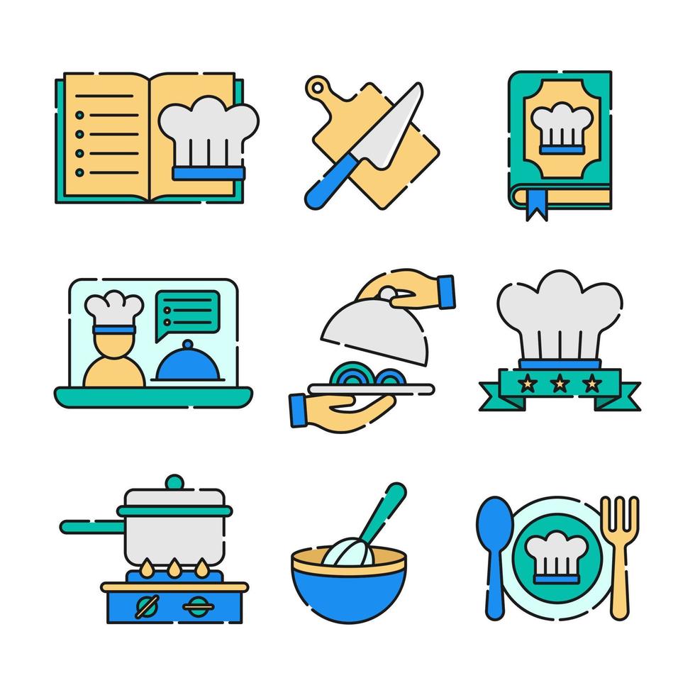 conjunto de iconos de chef vector