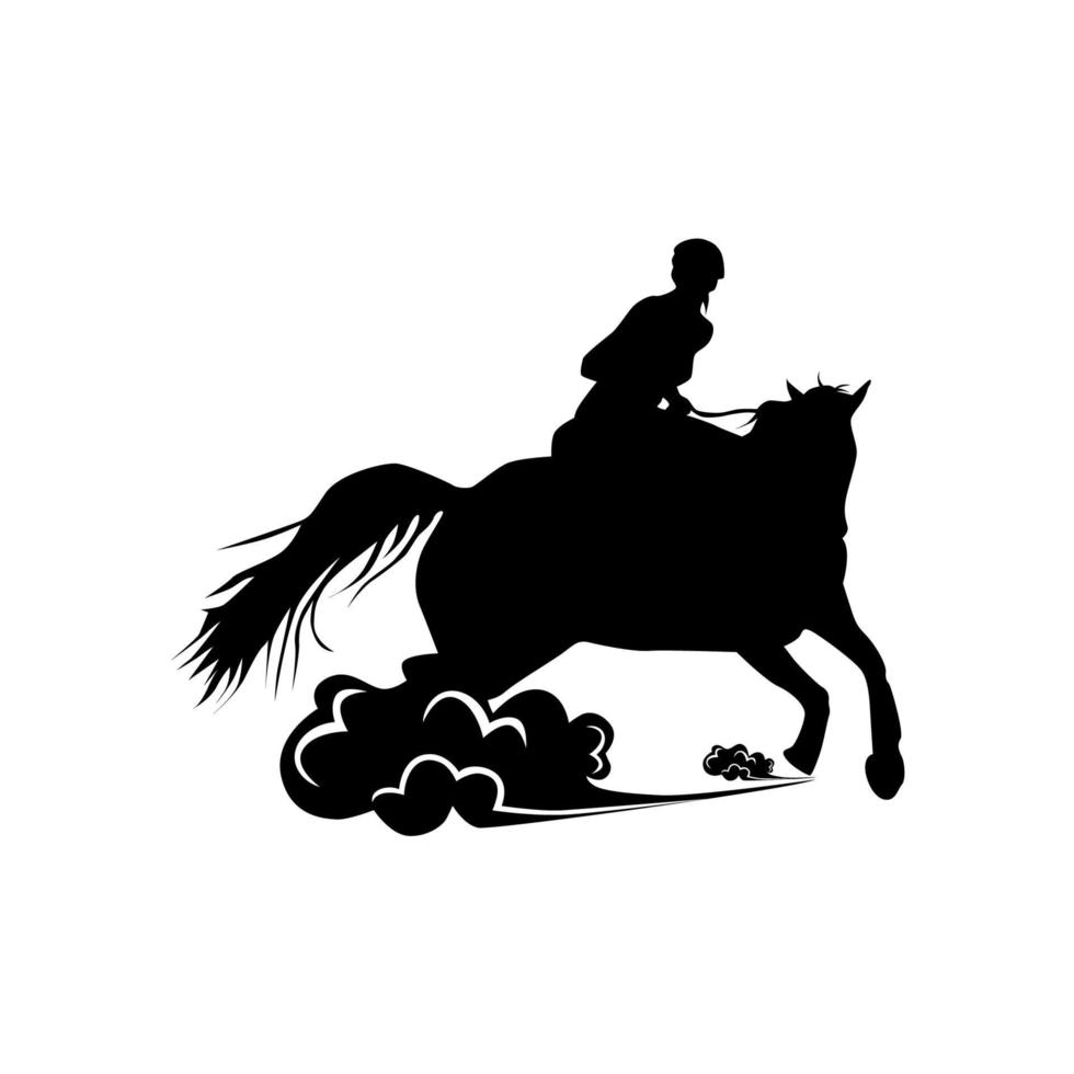 Woman Riding Horse Silhouette. Isolated Vector Illustration