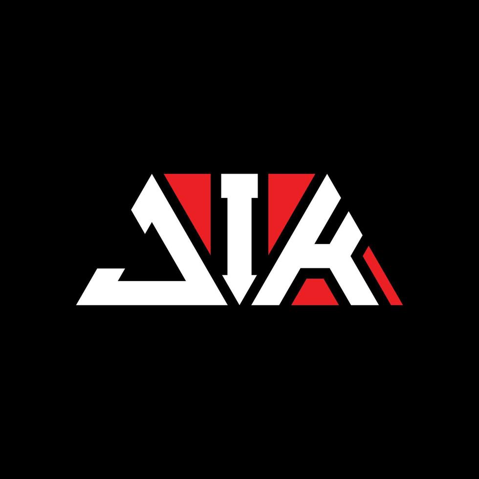 JIK triangle letter logo design with triangle shape. JIK triangle logo design monogram. JIK triangle vector logo template with red color. JIK triangular logo Simple, Elegant, and Luxurious Logo. JIK