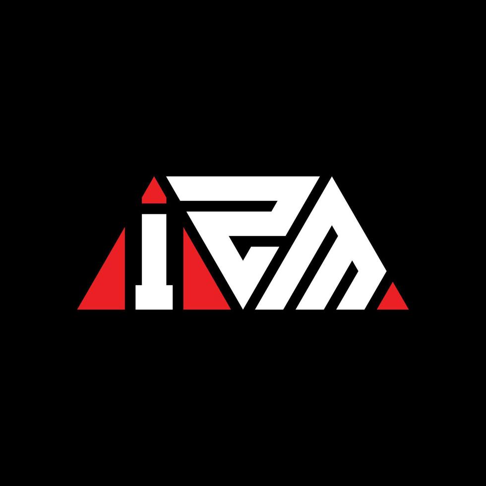 IZM triangle letter logo design with triangle shape. IZM triangle logo design monogram. IZM triangle vector logo template with red color. IZM triangular logo Simple, Elegant, and Luxurious Logo. IZM