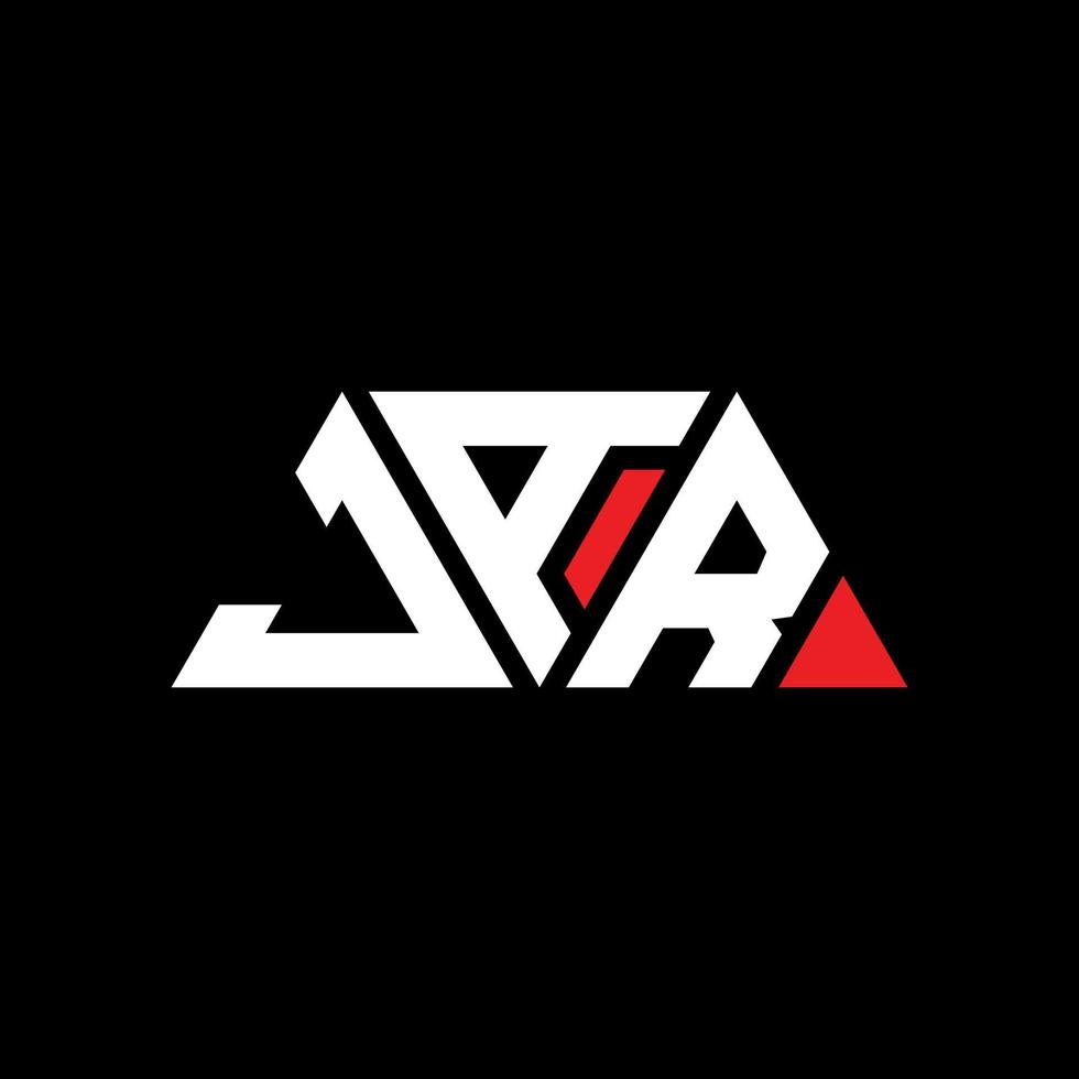 JAR triangle letter logo design with triangle shape. JAR triangle logo design monogram. JAR triangle vector logo template with red color. JAR triangular logo Simple, Elegant, and Luxurious Logo. JAR