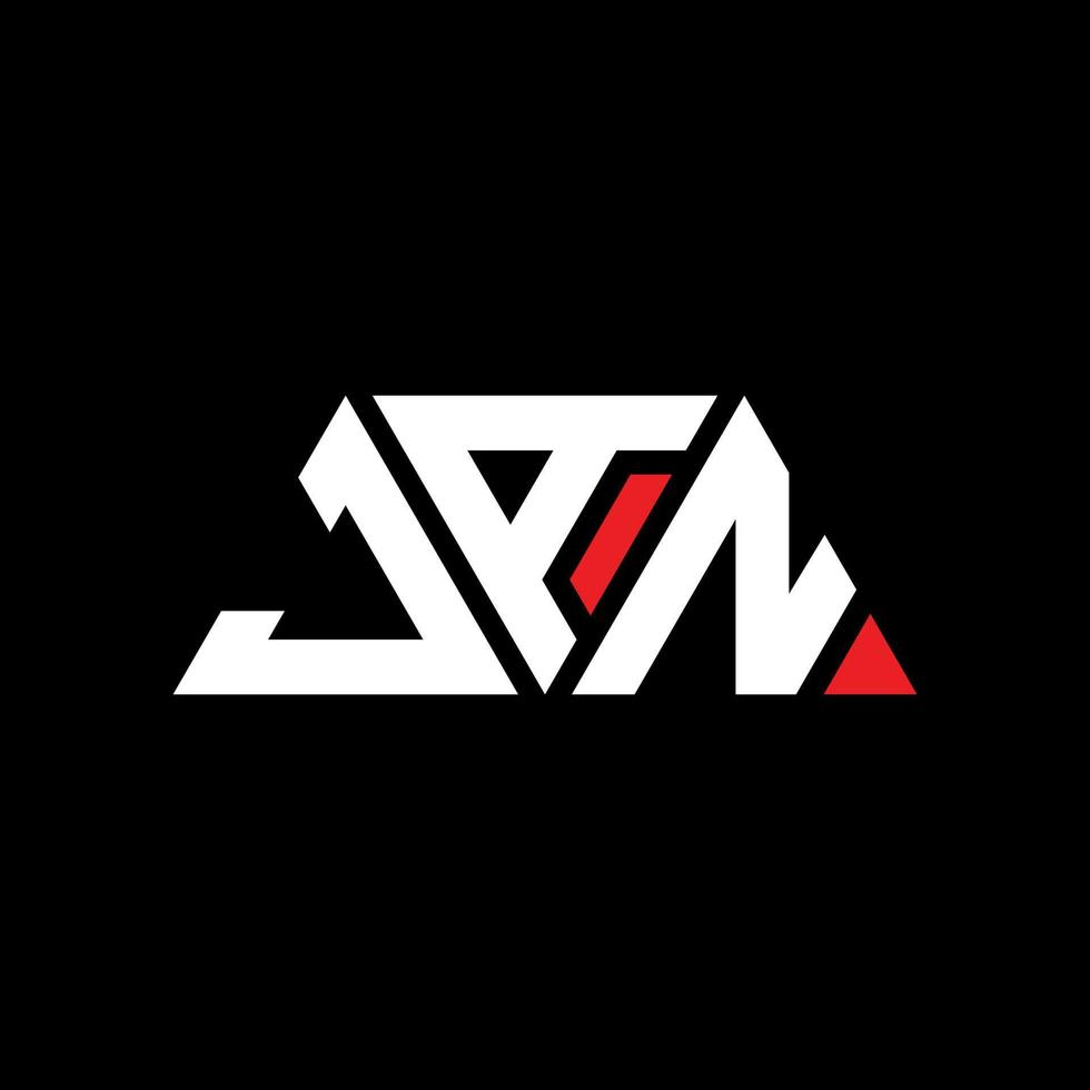JAN triangle letter logo design with triangle shape. JAN triangle logo design monogram. JAN triangle vector logo template with red color. JAN triangular logo Simple, Elegant, and Luxurious Logo. JAN