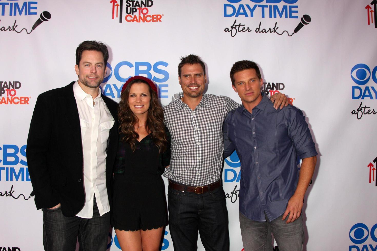 LOS ANGELES, OCT 8 - Michael Muhney, Melissa Claire Egan, Joshua Morrow, Steve Burton at the CBS Daytime After Dark Event at Comedy Store on October 8, 2013 in West Hollywood, CA photo