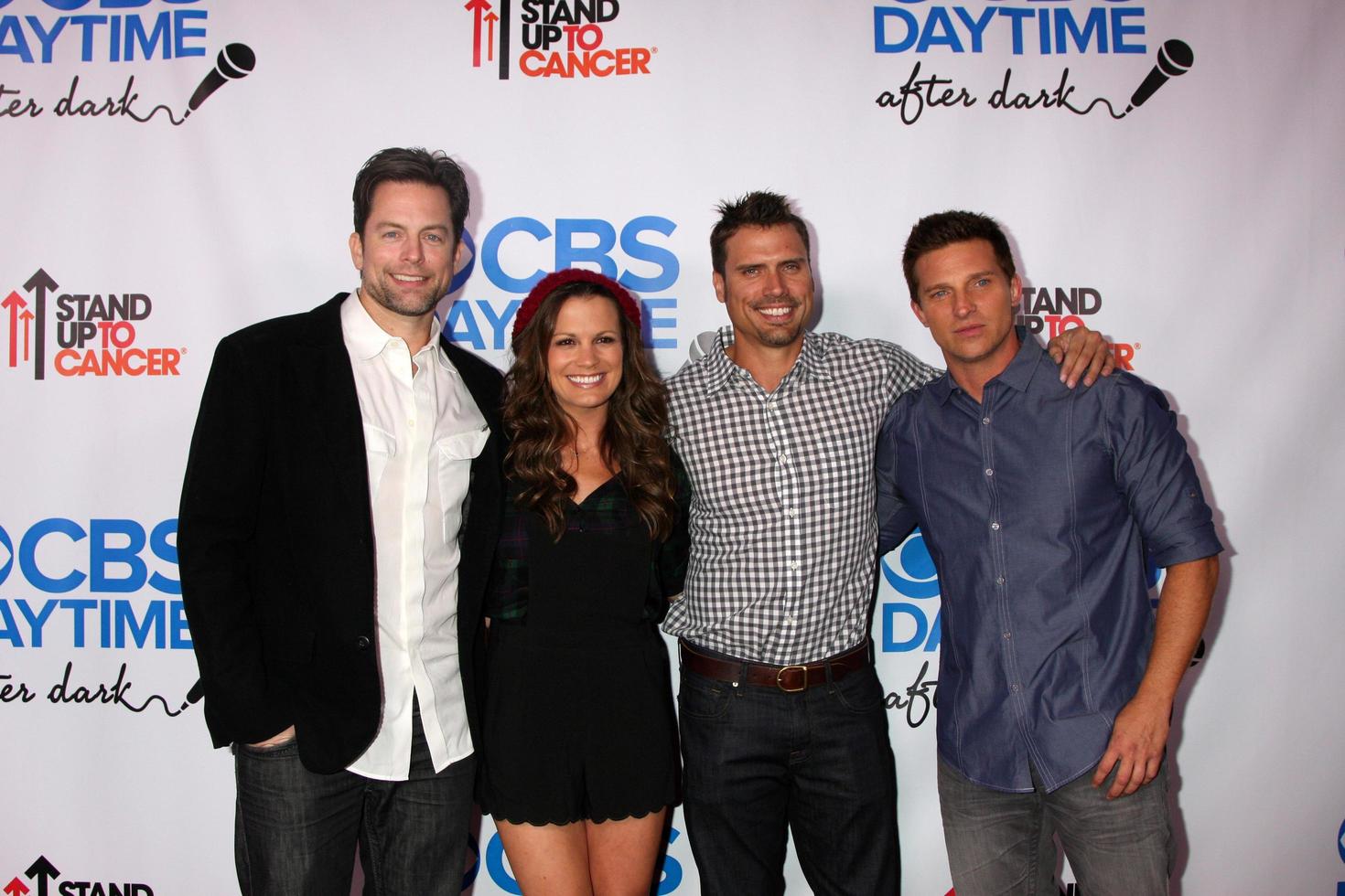 LOS ANGELES, OCT 8 - Michael Muhney, Melissa Claire Egan, Joshua Morrow, Steve Burton at the CBS Daytime After Dark Event at Comedy Store on October 8, 2013 in West Hollywood, CA photo