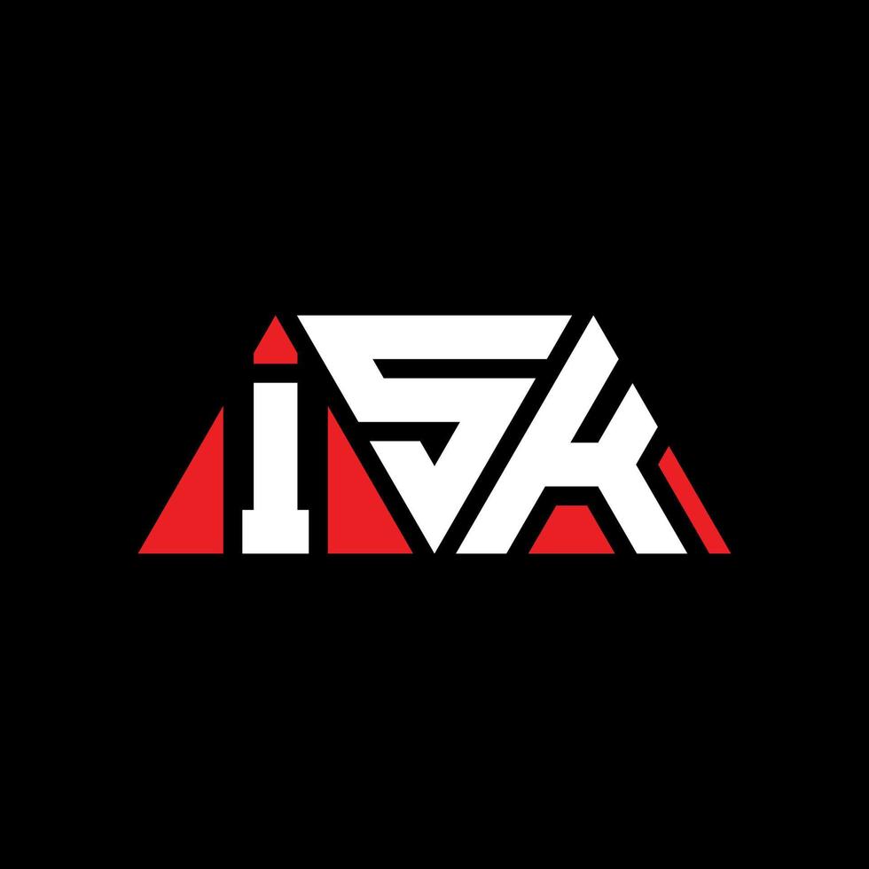 ISK triangle letter logo design with triangle shape. ISK triangle logo design monogram. ISK triangle vector logo template with red color. ISK triangular logo Simple, Elegant, and Luxurious Logo. ISK