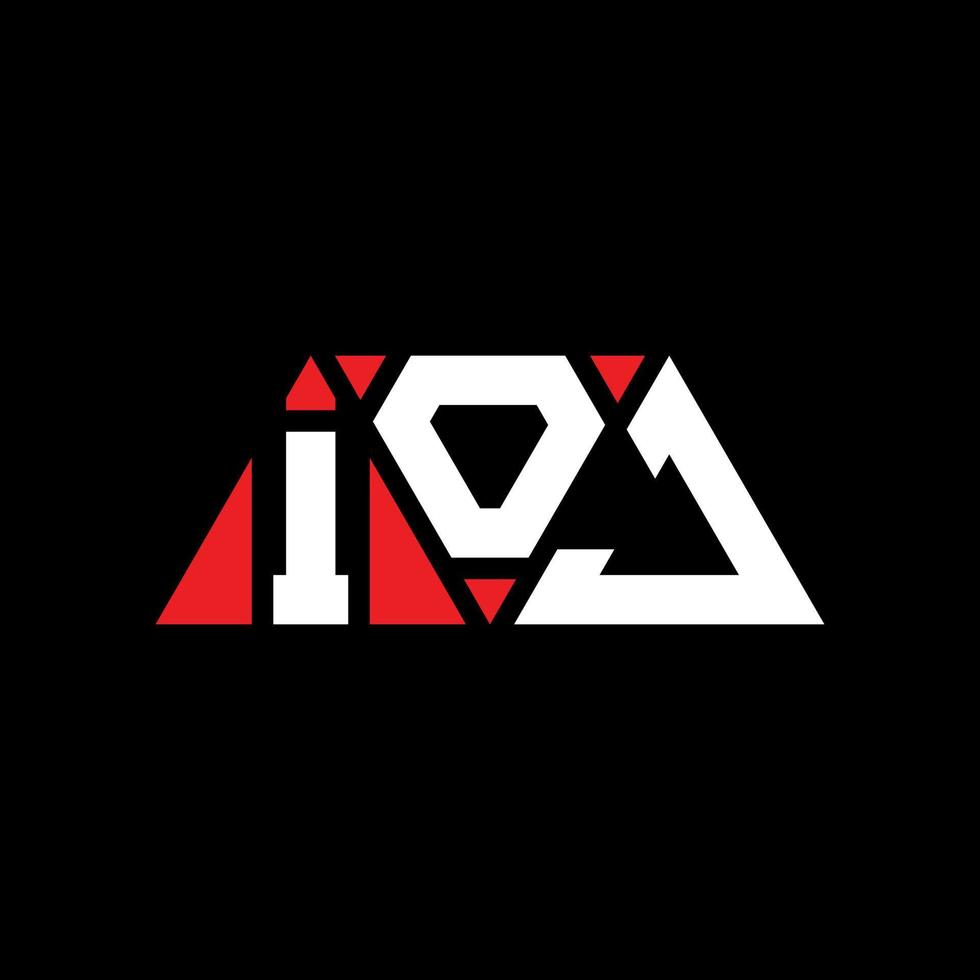IOJ triangle letter logo design with triangle shape. IOJ triangle logo design monogram. IOJ triangle vector logo template with red color. IOJ triangular logo Simple, Elegant, and Luxurious Logo. IOJ
