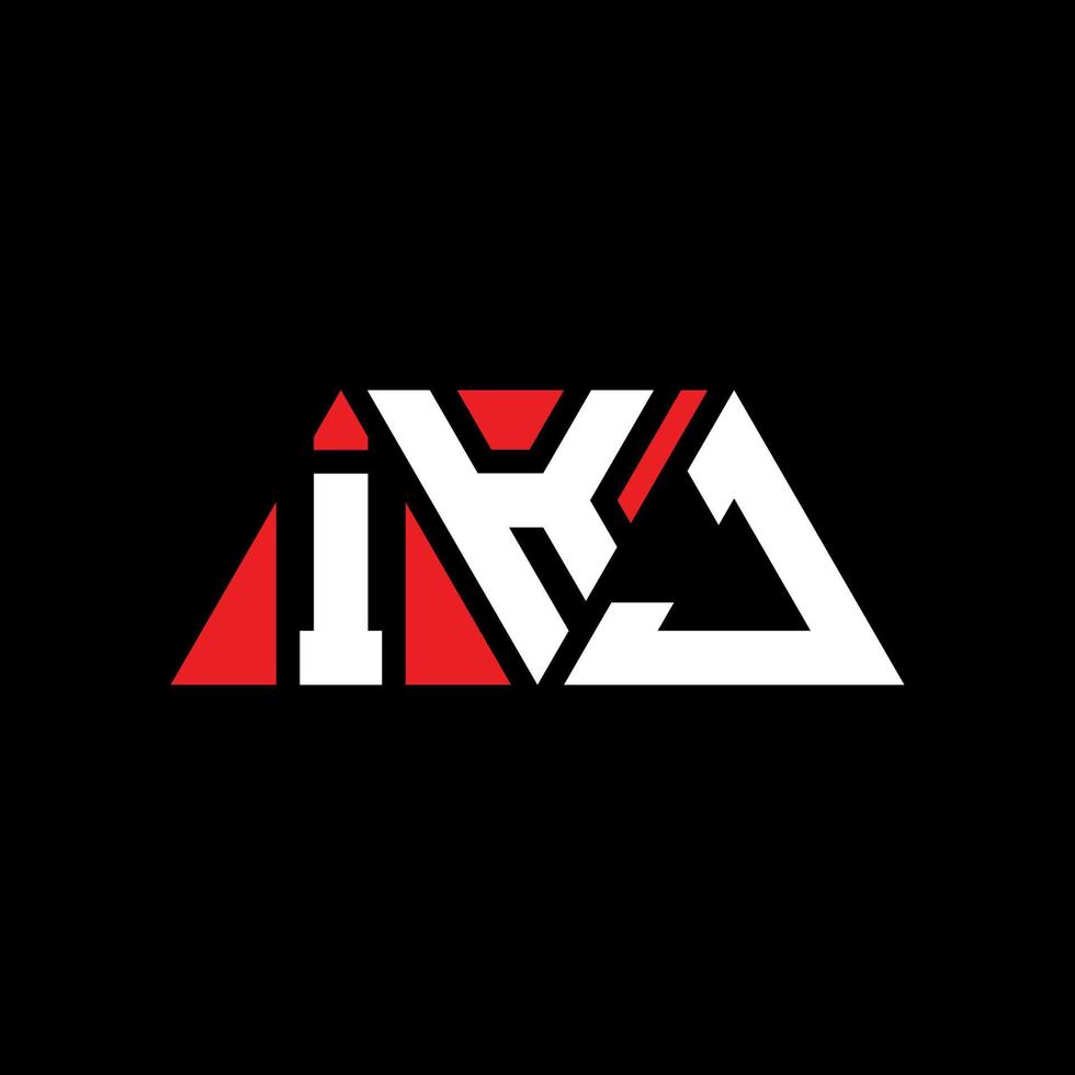 IKJ triangle letter logo design with triangle shape. IKJ triangle logo design monogram. IKJ triangle vector logo template with red color. IKJ triangular logo Simple, Elegant, and Luxurious Logo. IKJ