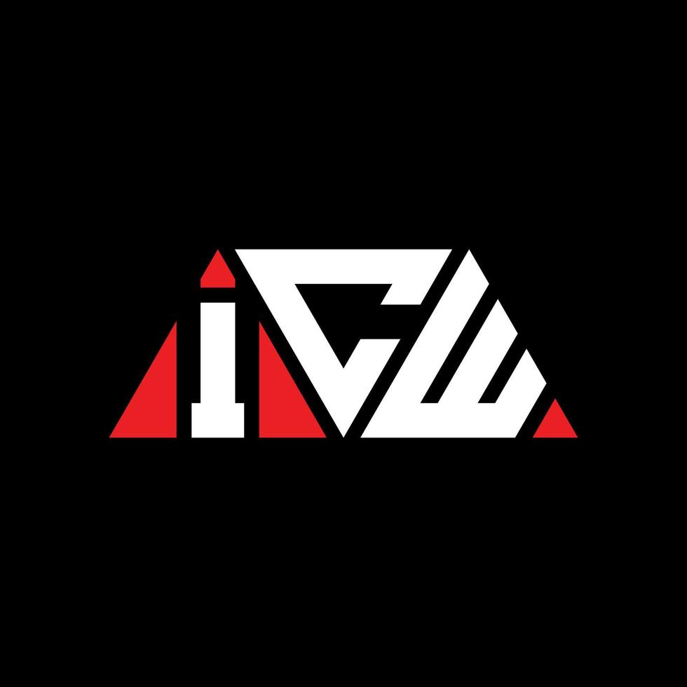 ICW triangle letter logo design with triangle shape. ICW triangle logo design monogram. ICW triangle vector logo template with red color. ICW triangular logo Simple, Elegant, and Luxurious Logo. ICW