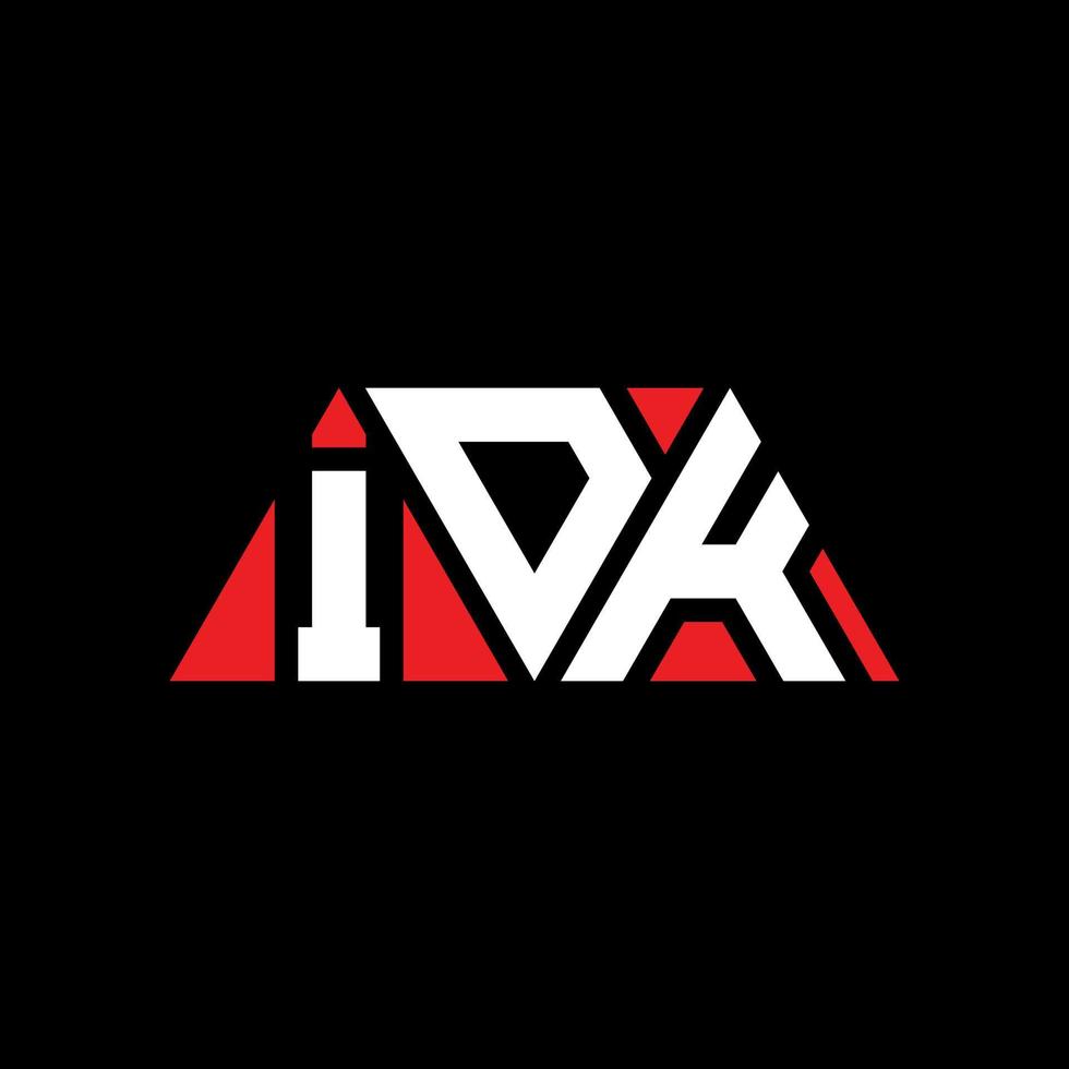 IDK triangle letter logo design with triangle shape. IDK triangle logo design monogram. IDK triangle vector logo template with red color. IDK triangular logo Simple, Elegant, and Luxurious Logo. IDK